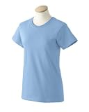 Personalized embroidered female golfer on ladies t-shirt, x-small, light blue
