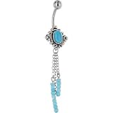 Vintage Southwest TURQUOISE DIAMOND Dangle Belly Ring