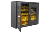 Clear Door Wall Mount Bin Cabinet 30W X 12D X 30H Black
