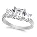 Three Stones Princess Cut Cubic Zirconia Ring Sterling Silver 925 (Sizes 4-12)