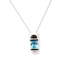 9ct White Gold Aqua Pendant on a 18" Chain Presented by The Olivia Collection