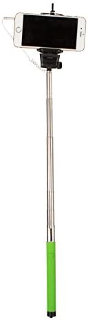 Selfie Stick Monopod with Shutter On Extendable Stick for Self-Portrait Selfies - Connects Through Headphone Jack - No Bluetooth, No Batteries, No Need to Charge, No Software - Works with iOS and Android Phones including iPhone 6 Plus, iPhone 6, iPhone 5 5S 5C, iPhone 4S and 4, Samsung, LG, HTC, Sony, and More - by Selfie Revolution (Green)
