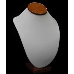 White Leather Oak Necklace Stand Display Jewelry 11