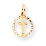 10k Solid Flat-Backed Cross in Circle for Eternal Life Pendant