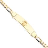 14K Boston Red Sox Med Pol Logo Id Bracelet W/Figaro Link