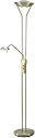 71"H Brushed Brass Halogen Torchiere/Reading Floor Lamp