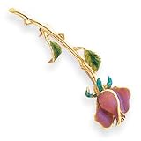 14k Enameled Red Rose Pin