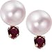 14k 8-8.5mm Freshwater Pearl and Ruby Earring