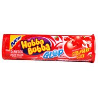 Wrigleys Hubba Bubba Glop Liquid Filled Strawberry Flavor Bubble Gum - 5 Pieces/Pack, 15 ea