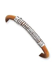 Sterling Silver/ Natural Leather Bracelet QG1092-7"