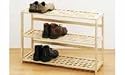 3 Tier Ruberwood Shoe Rack, Criss Cross Design Natural