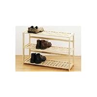 3 Tier Ruberwood Shoe Rack, Criss Cross Design Natural