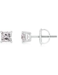 1 ct Solitaire Diamond Stud Earrings in White Gold