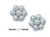 Sterling Silver White FW Pearl Flower Cluster Post Earrings