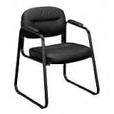 Guest Chair, 22-1/4x23x32, Black Frame/Black Leather