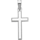 14K White Gold Filigree Cross