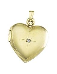 14K Yellow Gold 20.00 Mm Heart Shaped Locket With Diamond
