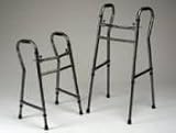 Folding Walker - Double Button Extra Tall Walker. Adjustable height legs for tall youth to tall adult. Angled front legs for stability and an over the toilet design. Weight capacity 300 lbs.