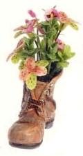 Dollhouse Miniature Pink Floral Arrangement in an Old Shoe