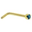 Solid 18KT Yellow Gold 1.5mm Genuine Blue Diamond L-Shaped Nose Ring - 20 Gauge