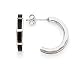 Black Onyx Inlay Half Hoop Earrings Set in Fine 925 Silver