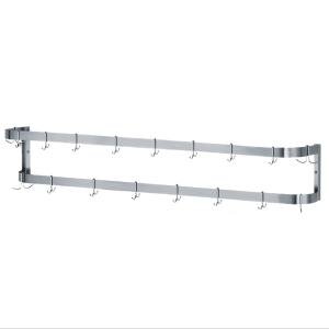 See 9' Pot and Pan Rack - Double Bar - Wall Mount - 18 Hooks - Stainless Steel - Advance Tabco SW-108