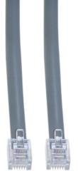 RJ12, 6P / 6C, Silver Satin Flat, Reverse, 25 ft (Voice)