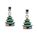 Enamel Christmas Tree Emerald Swarovski Post Charm title=