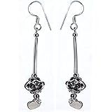 Ear Rings in Sterling Silver Hand Engraved Indian Style 2.25  silver graphics