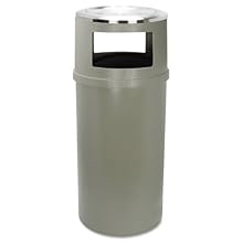 Rubbermaid Commercial 25-Gallon Ash / Trash Classic Container without Doors, Round, 42.25" Height, Beige