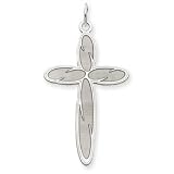 14k White Gold Laser Designed Cross Pendant