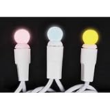 50ct Pink, Yellow, Blue Mini Globe Lights Set on White Cord