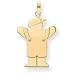 14k Solid Engraveable Boy in Overalls with Hat on Left Charm - JewelryWeb