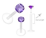 Purple Swarovski Gem Flex Flexible Labret Monroe body jewelry piercing lip targus Ring 16g
