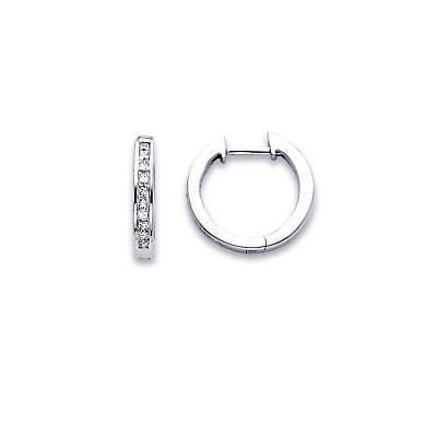 21ONWlXeTJL 14k White Golden Princess Cut Diamond Hoop Earrings 1/3ct
