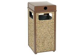 Stone Panel Trash Weather Urn Brown 17-1/2 Square X 36H
