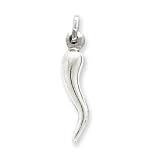 Sterling Silver Italian Horn Charm - 1/4" x 1 1/8" - JewelryWeb