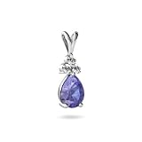 14K White Gold Pear Genuine Tanzanite Pendant