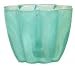Colorful Art Glass Green Flower Shaped Candle Votive 4 3/4"D, 3 1/2"H Set of Two