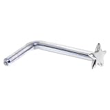 Solid 14KT White Gold Star L-Shaped Nose Ring - 18 Gauge