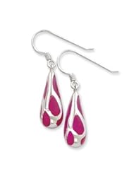Sterling Silver Pink Resin Raindrop Earrings QE1582"