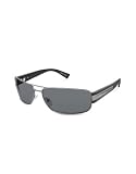 Giorgio Armani Signature Metal Strip Rectangular Sunglasses black/polarized grey