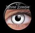Farbige Kontaktlinsen Crazy Motivlinsen Kostüm Karneval WHITE ZOMBIE / WEISS MIT SCHWARZEM RAND weiß