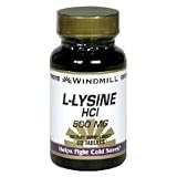L-Lysine 500 mg Dietary Supplement Tablets by Windmill - 120 Ea
