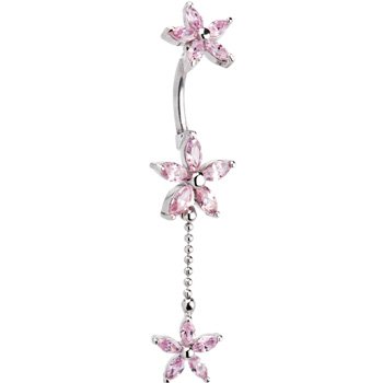 Passion Pink LILY TRIO Dangle Belly Ring