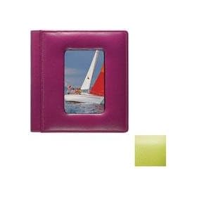 Raika #170 Handcrafted Top Grain Leather, Scrapbook Post Bound Album, with Parchment-like Sheets, and Front Cover Window, Pebble Textured Top Grain Cowhide, Color: Rodeo Lime