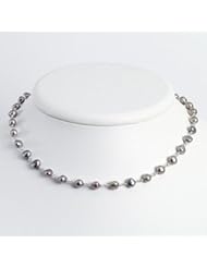 Sterling Silver Grey Cultured Pearl Necklace - QH2646-16"