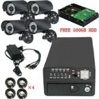 4 Channel DVR & 4 CCTV CCD Color Cameras Security System D1004+SYL-810