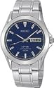 Seiko Gents Dark Blue Dial with Day & Date Display Stainless Bracelet Watch SJW045P1
