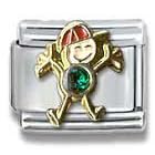 Clearly Charming May Emerald Czech Crystal & Gold Little Boy Birthstone Little Boy Italian... by 